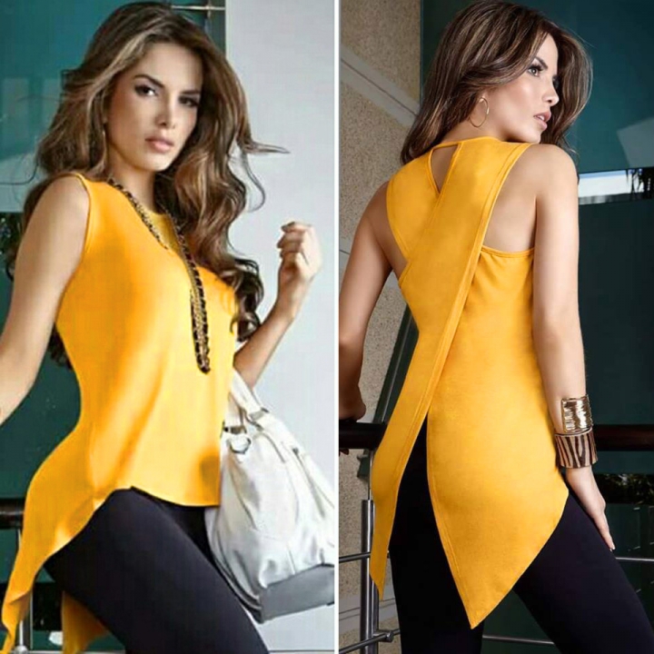 Western Style Ms Personality Fashion Back Split Ends irregular Coat T-shirt