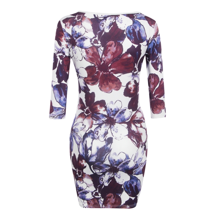 Western Style Ms Fashion Sleeve Printing Slim Personality Dress
