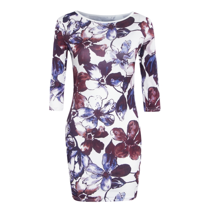 Western Style Ms Fashion Sleeve Printing Slim Personality Dress