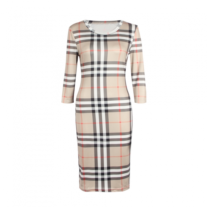 Western Style Ms Fashion Sexy Tight Skirt Fashion Grid Pattern Personality Dress