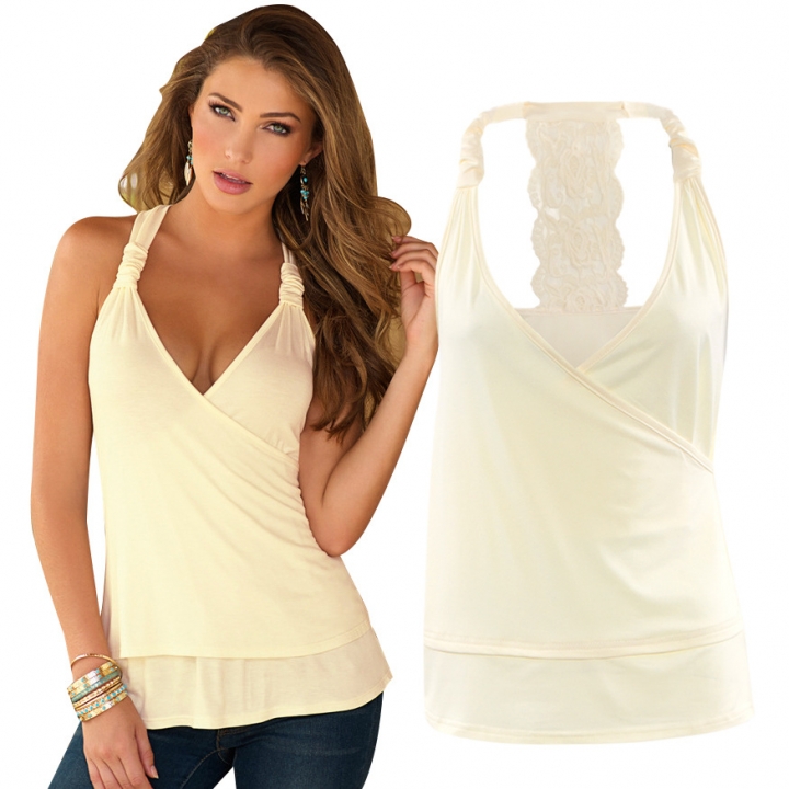 Western Style Ms Fashion The New Back Stitching Lace Hang Neck Type Camisoles