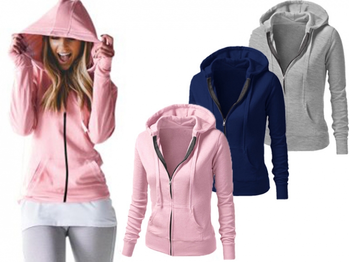 Western Style Ms Fashion Autumn And Winter Long Sleeves Hooded zipper Slim Coat Jacket