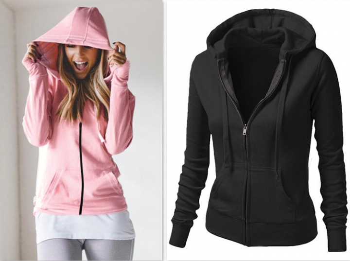 Western Style Ms Fashion Autumn And Winter Long Sleeves Hooded zipper Slim Coat Jacket