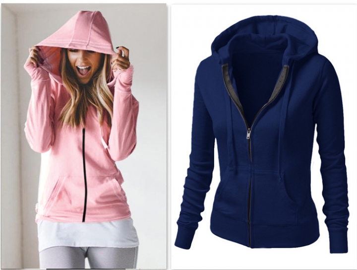 Western Style Ms Fashion Autumn And Winter Long Sleeves Hooded zipper Slim Coat Jacket