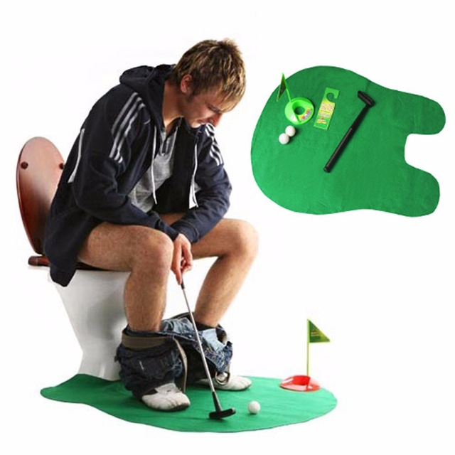 Bathroom Toilet Golf Set - Potty Putter Mini Bathroom Putter Practice Gift Set