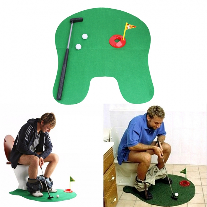 Bathroom Toilet Golf Set - Potty Putter Mini Bathroom Putter Practice Gift Set