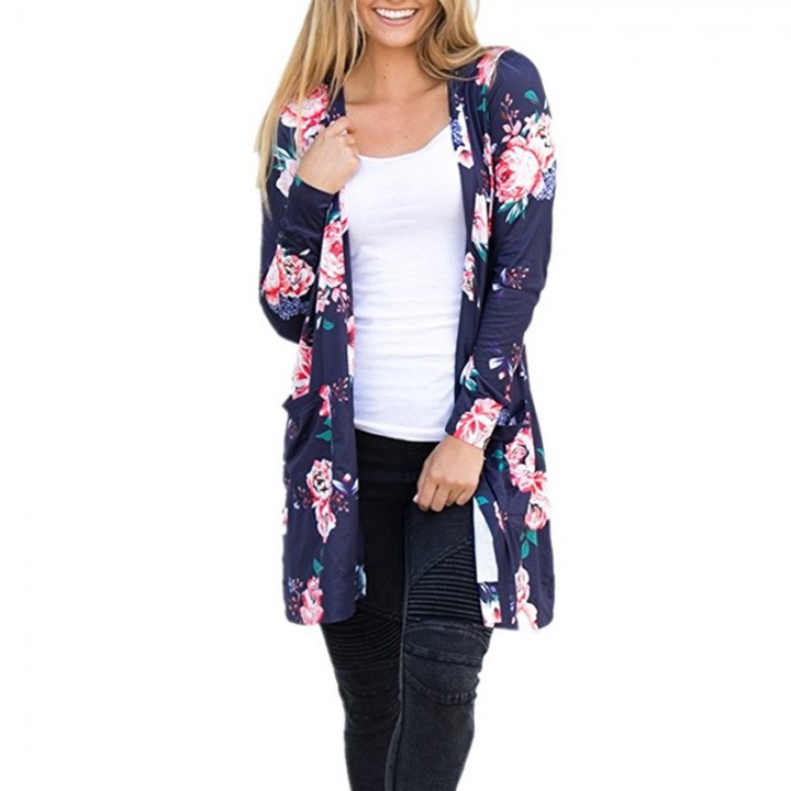 Western Style Ms Fashion Coat Long Sleeves Printing Personality Cardigan