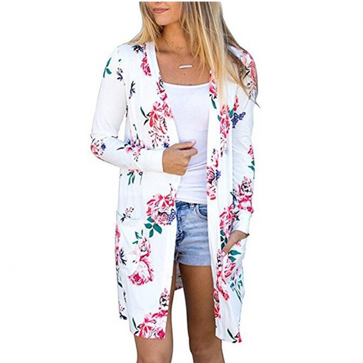 Western Style Ms Fashion Coat Long Sleeves Printing Personality Cardigan