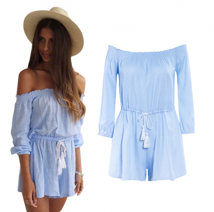 Western Style Ms Fashion Tube top Elastic Loose Tie Sexy Personality Rompers