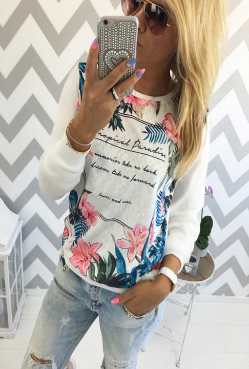 Western Style Ms Fashion Autumn And Winter Long Sleeves Printing Stitching coat T-shirt