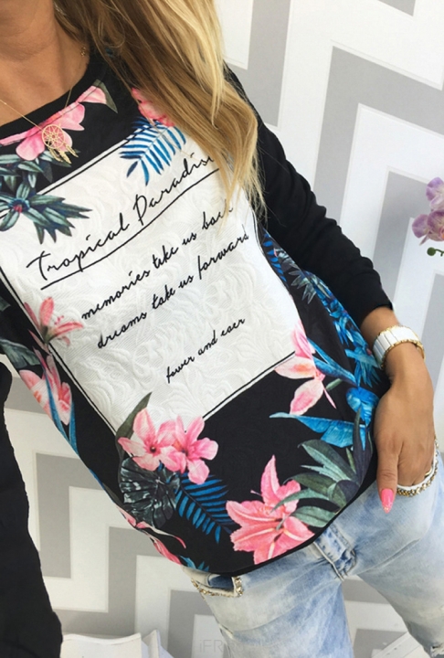 Western Style Ms Fashion Autumn And Winter Long Sleeves Printing Stitching coat T-shirt