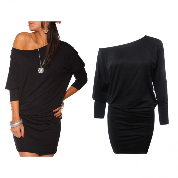 Western Style Ms Fashion Personality Autumn Bottom Loose Oblique Collar Mini Dress