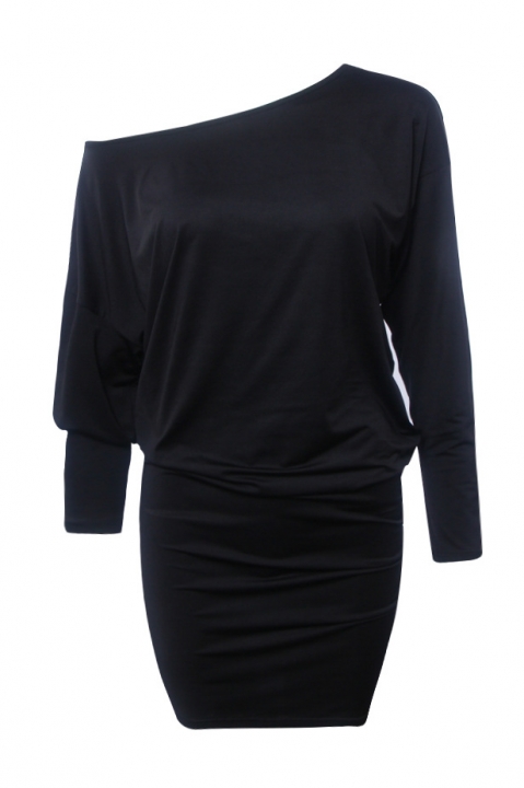 Western Style Ms Fashion Personality Autumn Bottom Loose Oblique Collar Mini Dress