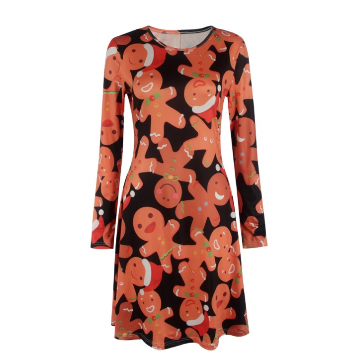 Western Style Ms Fashion Christmas Snowman printing Sexy Dress Clothing