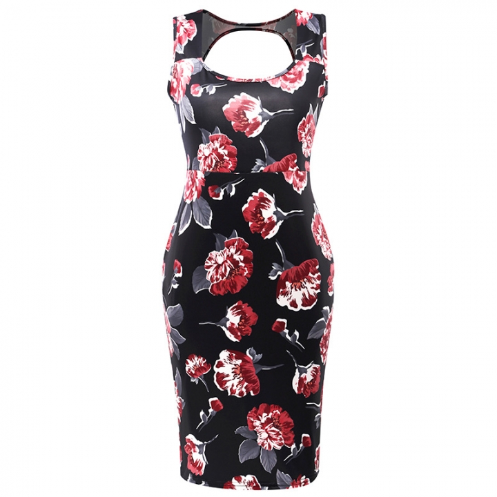 Western Style Ms Fashion Printing Package hip Halo Mini Personality Dress