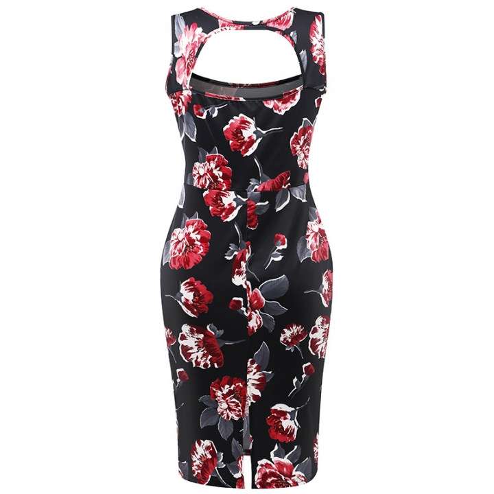 Western Style Ms Fashion Printing Package hip Halo Mini Personality Dress