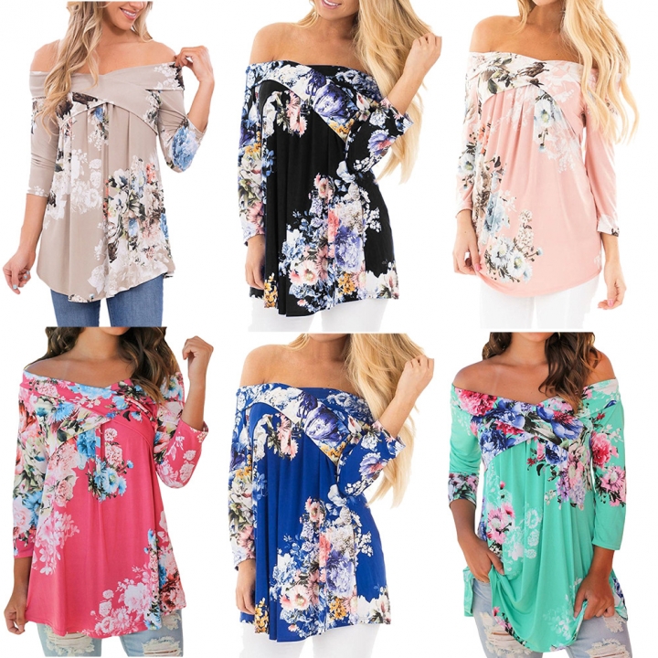 Western Style Ms Fashion Autumn Tube top Printing Coat Trend T-shirt