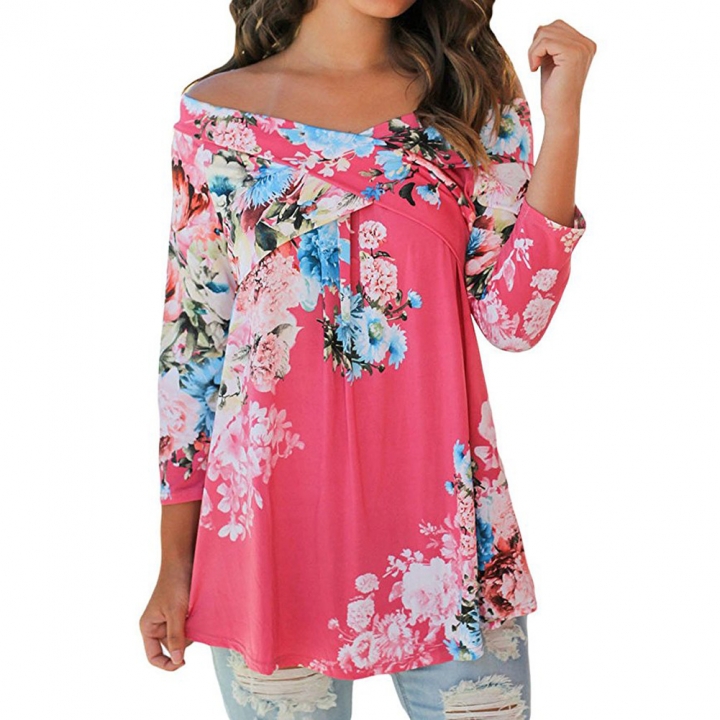 Western Style Ms Fashion Autumn Tube top Printing Coat Trend T-shirt
