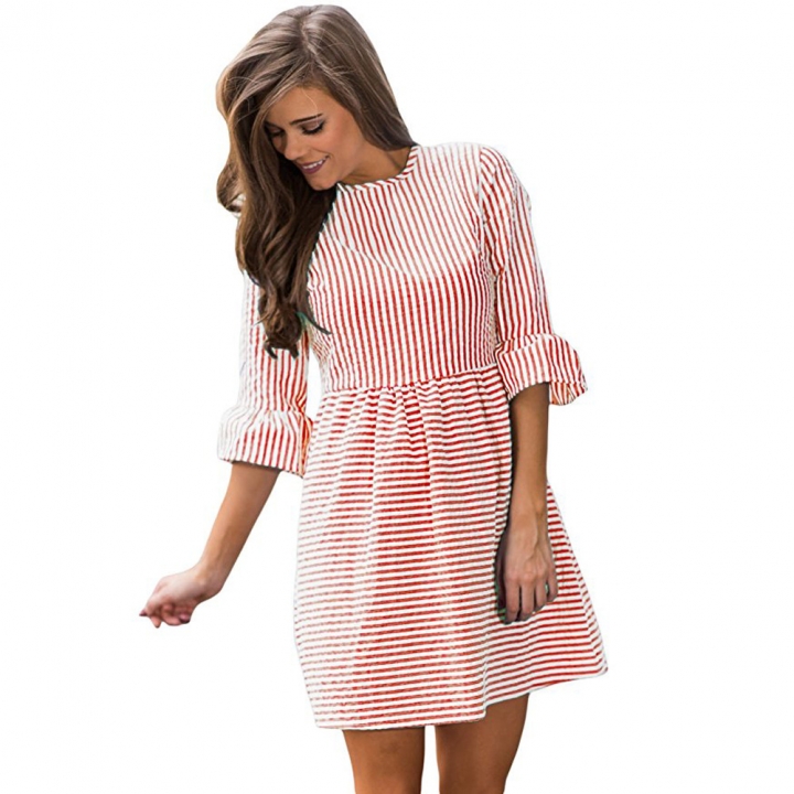 Western Style Ms Fashion Simple Stripe Dress Personality Wild Short skirts