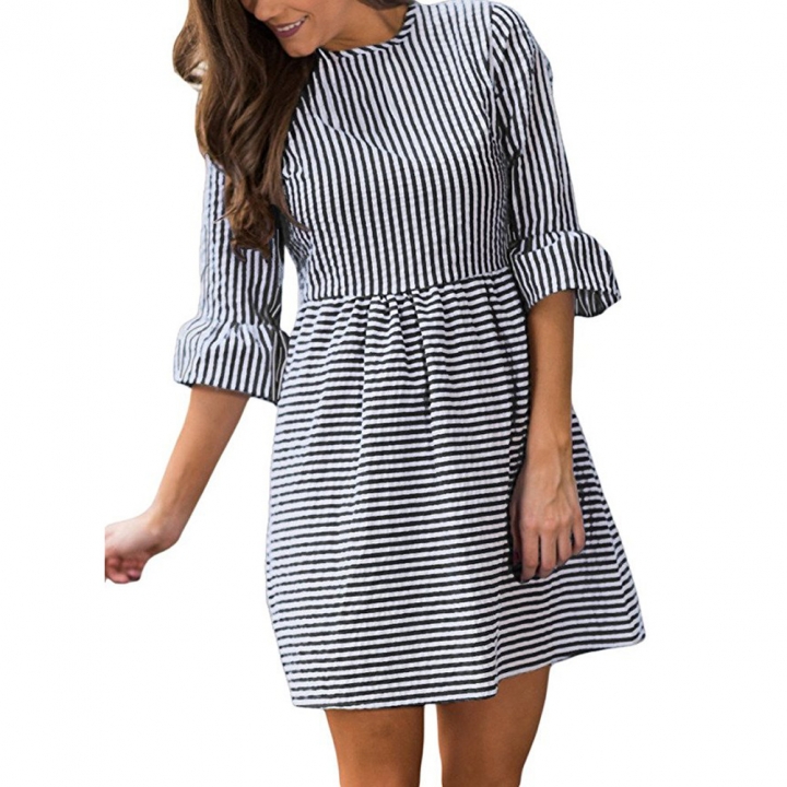 Western Style Ms Fashion Simple Stripe Dress Personality Wild Short skirts
