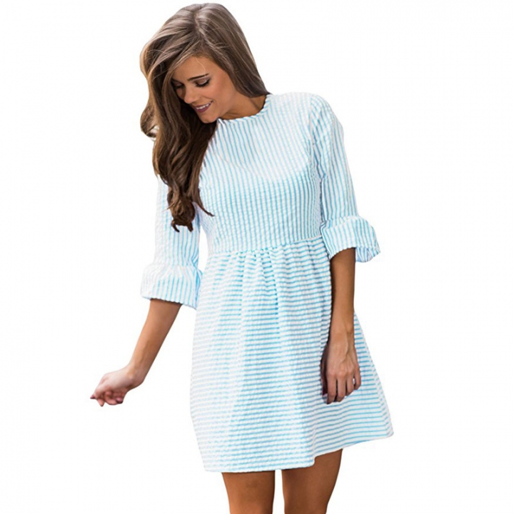 Western Style Ms Fashion Simple Stripe Dress Personality Wild Short skirts