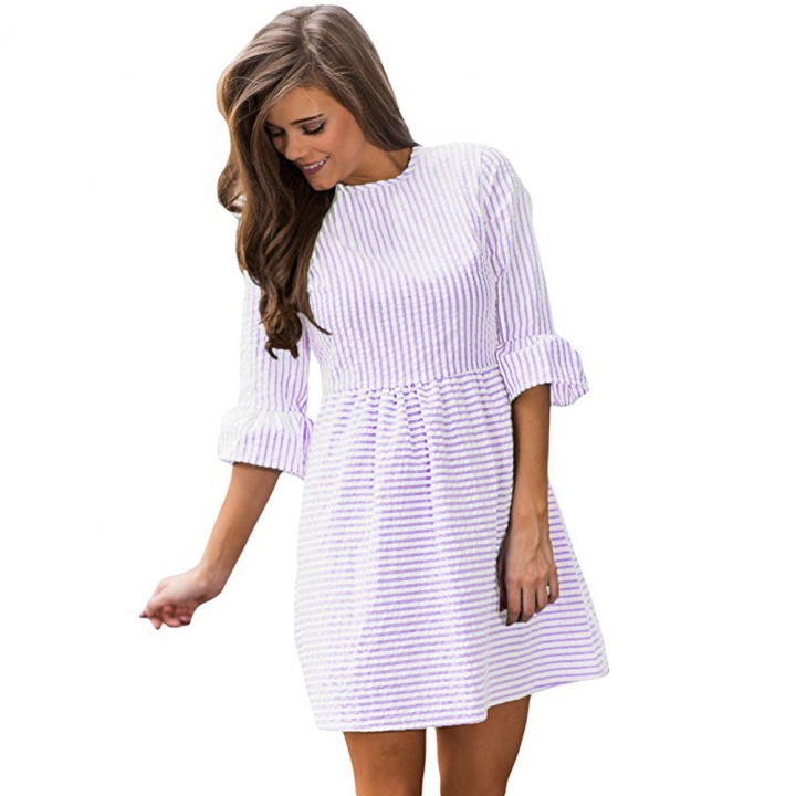 Western Style Ms Fashion Simple Stripe Dress Personality Wild Short skirts