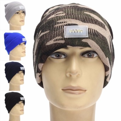 Winter Mens 5-LED Light Headlamp Hat Knitted Beanie Cap Hunting Camping Running