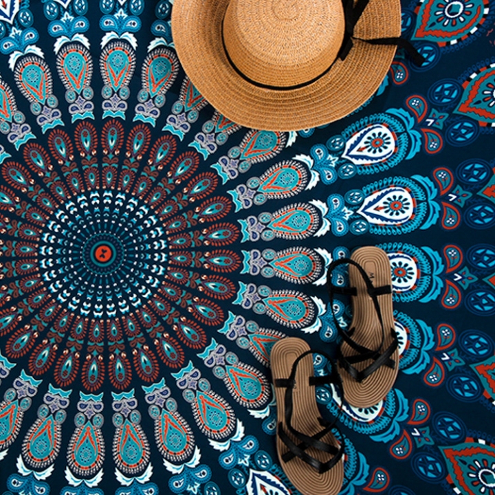 Western Style Ms Polyester Beach Towel Sun Protection Shawl Wrap Skirt Yoga Mat Beach Mat