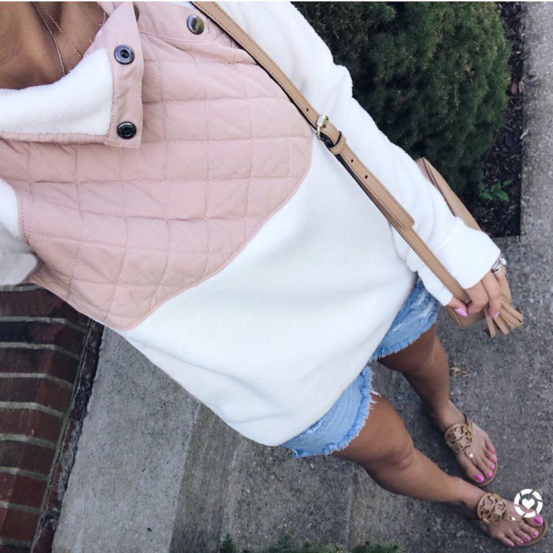 Western Style Ms Trend Cotton Stitching Mao Rong Rong Oblique Collar Coat Sweater