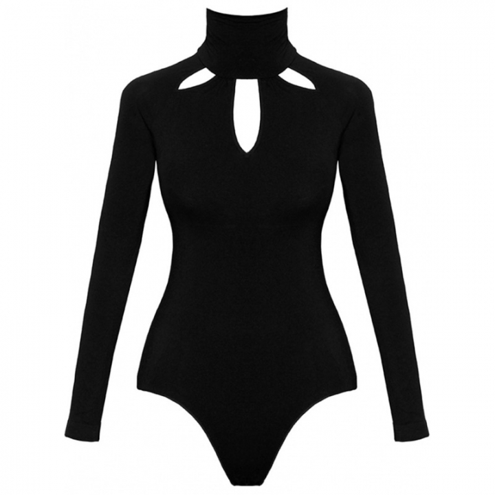 Western Style Ms Personality Slim Sexy Burning Flowers Solid Color Fashion Siamese clothing