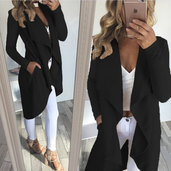 Western Style Ms Fashion Autumn And Winter In the long Section Cardigan Coat jacket