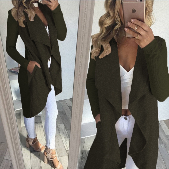 Western Style Ms Fashion Autumn And Winter In the long Section Cardigan Coat jacket