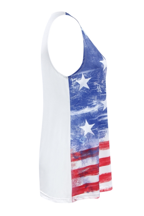 Western Style Ms Fashion independence Day Cowboy Flag Pentagram printing T-shirt coat