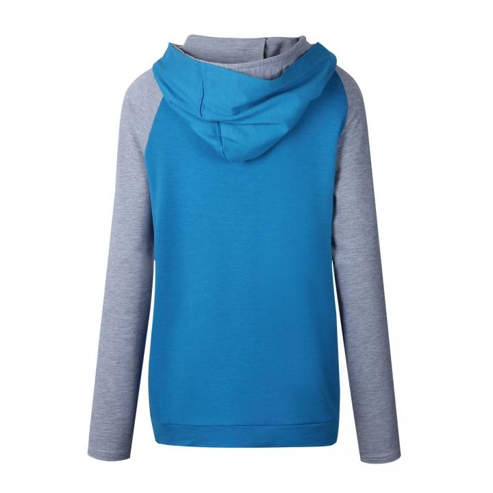 Western Style Ms Fashion Autumn And Winter Diagonal Zipper Stitching jacket With Hat Sweater Coat