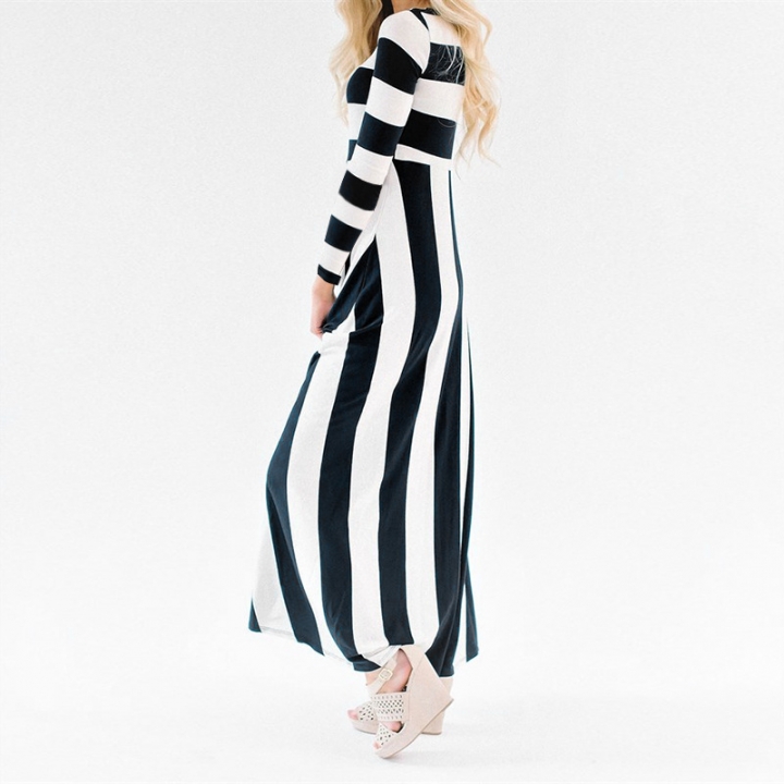 Western Style Ms Fashion Autumn And Winter Popular Stripe Long Sleeves Loose dress