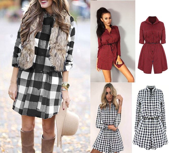 Western Style Ms Autumn And Winter Christmas Fashion Lattice Slim A Row of Buckles Dress Coat