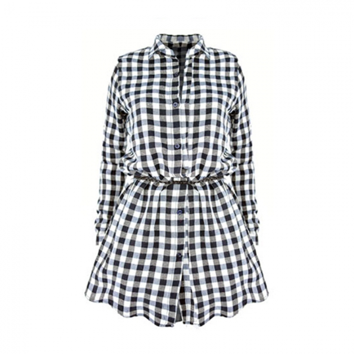 Western Style Ms Autumn And Winter Christmas Fashion Lattice Slim A Row of Buckles Dress Coat