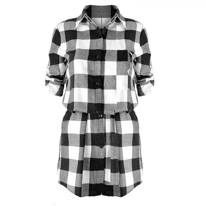 Western Style Ms Autumn And Winter Christmas Fashion Lattice Slim A Row of Buckles Dress Coat