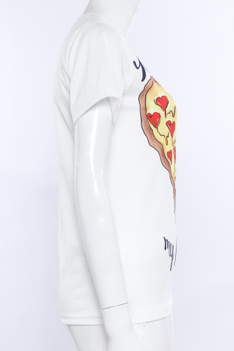 Western Style Ms Summer Fashion Trend Heart Printed Cotton T-shirt coat