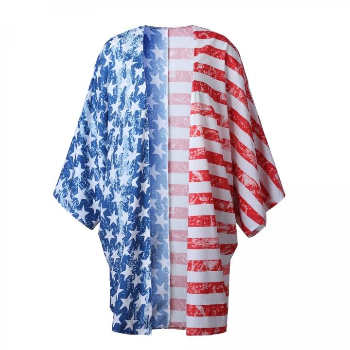 Western Style Ms The New independence Day Flag Cardigan Loose Leisure trend Apparel