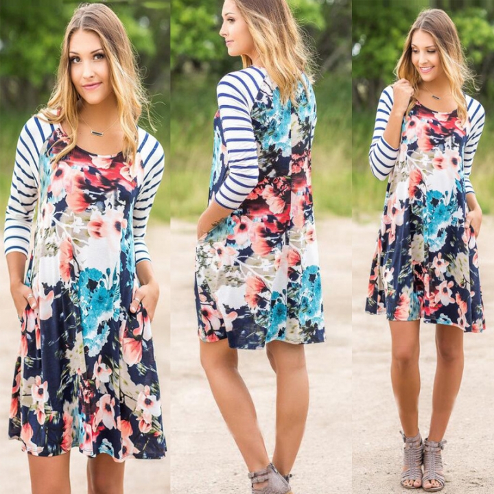 Western Style Ms The New Sexy Printing Long Sleeves Personality Trend Dress