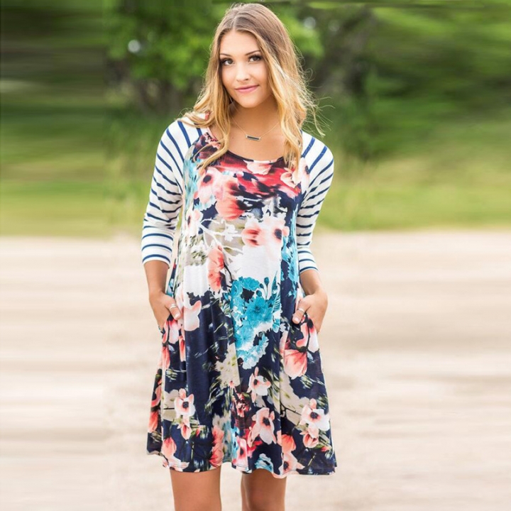 Western Style Ms The New Sexy Printing Long Sleeves Personality Trend Dress