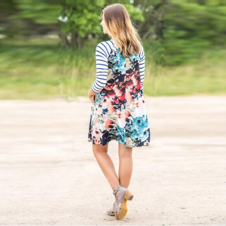 Western Style Ms The New Sexy Printing Long Sleeves Personality Trend Dress