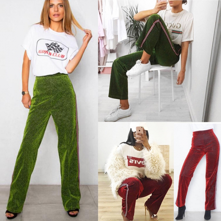 Western Style Ms Fashion Sexy Popular Shiny Fluorescence Long Pants