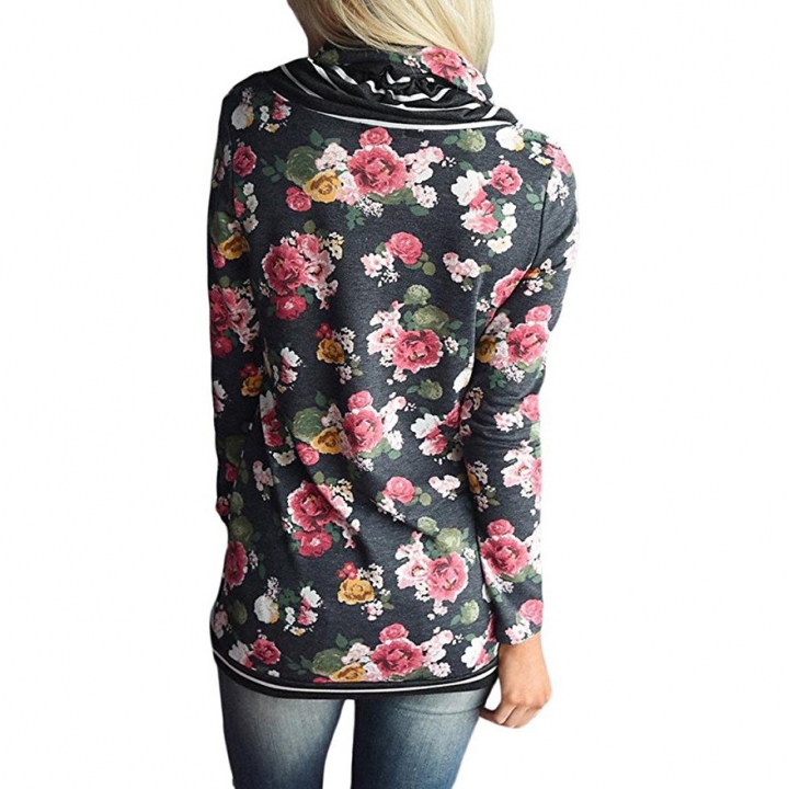 Western Style Ms Autumn And Winter Fashion Popular stripe Stitching Printing personality Sweater