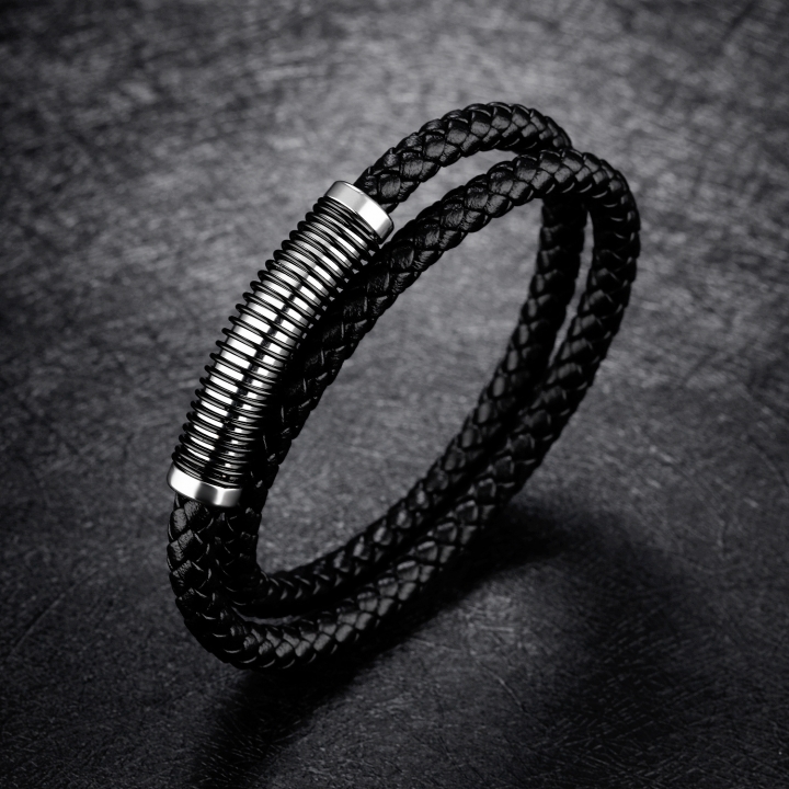 Western Style Creative Dpring Men Leather Bracelet Retro Cowhide Double Bracelets