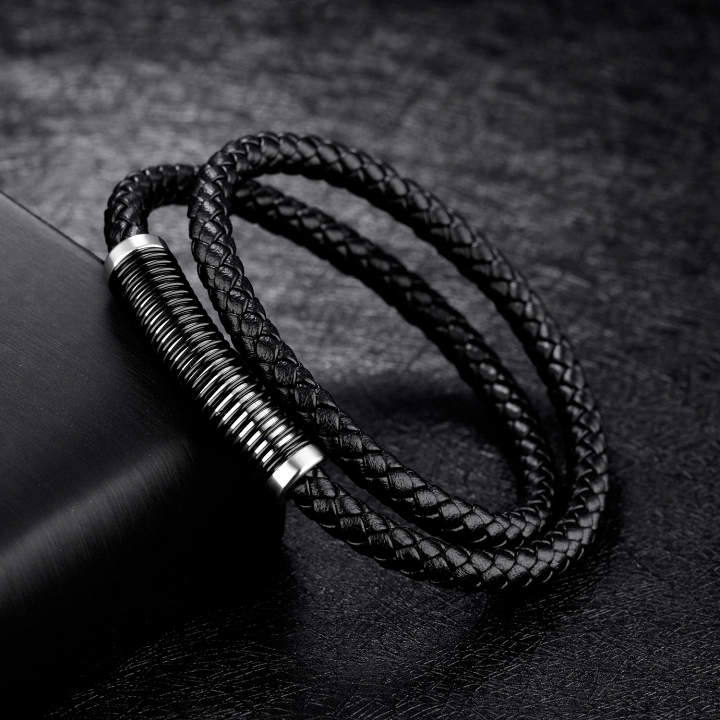 Western Style Creative Dpring Men Leather Bracelet Retro Cowhide Double Bracelets