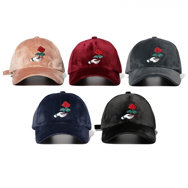 Creative The New Art embroidery Rose Baseball cap Autumn And Winter Leisure Retro Curved eaves Caps