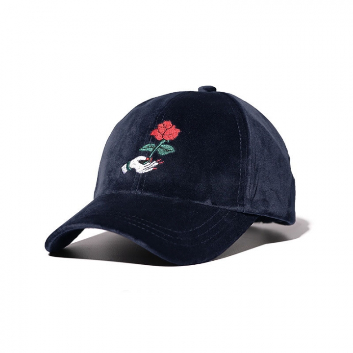 Creative The New Art embroidery Rose Baseball cap Autumn And Winter Leisure Retro Curved eaves Caps