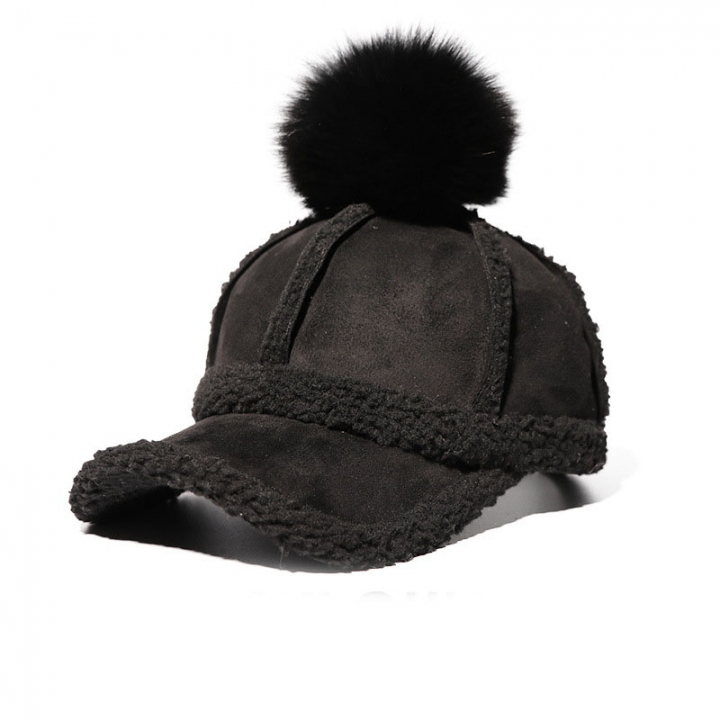 Autumn And Winter Wild Hairball Baseball cap Fashion Student Thickening lovely street Caps